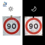 Roll Up Folding Sign - 90KM Speed Limit Reflective Tripod Folding Warning Sign
